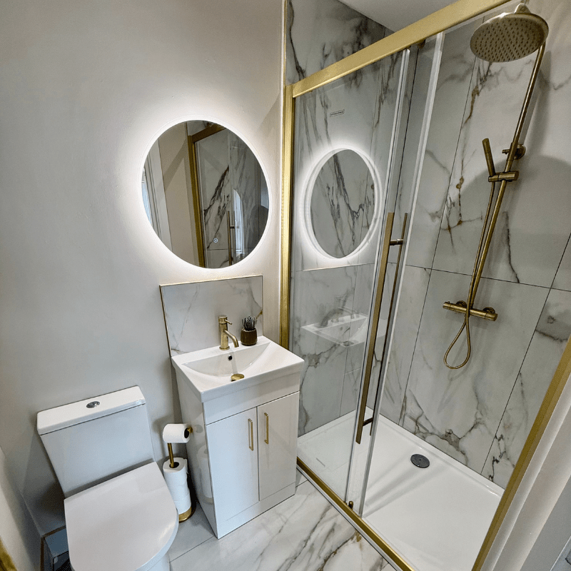 gold shower cubicle